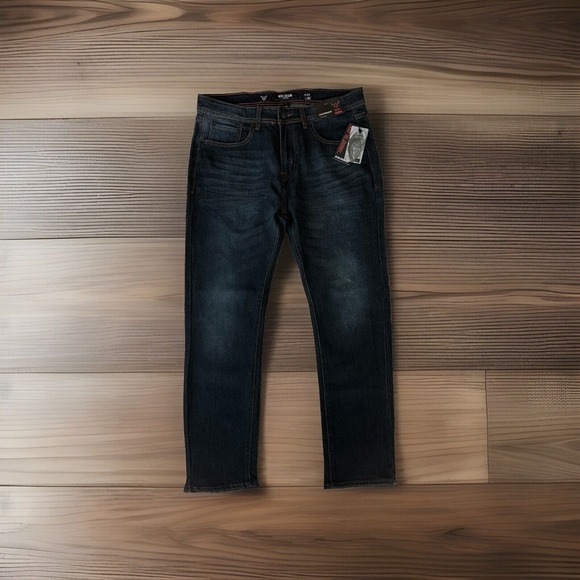 MBX Denim Men's Slim Straight Stretch Jeans Dark Wash Blue measure 38x31 NWT $58 - Picture 5 of 6